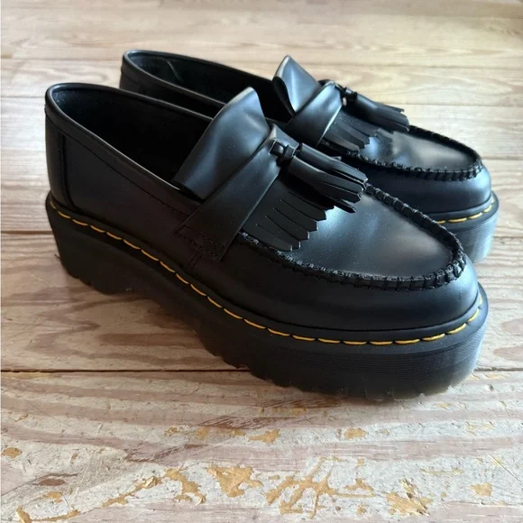 Dr Martens Adrian quad Black Platform Loafers with Tassels size 9 - Picture 5 of 5